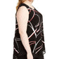 Blusa assimétrica estampada sem mangas Alfani feminina, preta, tamanho 2X