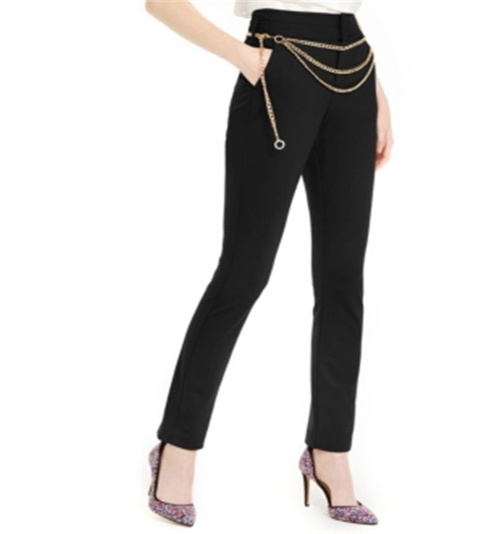Calça feminina reta e lisa da INC International Concepts para usar no trabalho, preta, tamanho 18