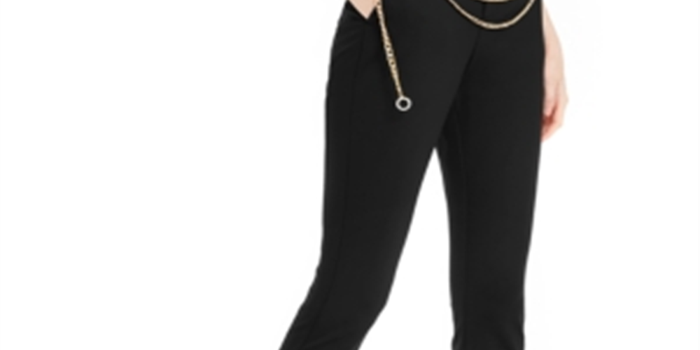 Calça feminina reta e lisa da INC International Concepts para usar no trabalho, preta, tamanho 18
