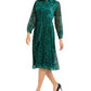 Vestido-camisa feminino Alfani Velvet Burnout com cinto, verde, tamanho 18
