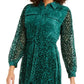 Vestido-camisa feminino Alfani Velvet Burnout com cinto, verde, tamanho 18