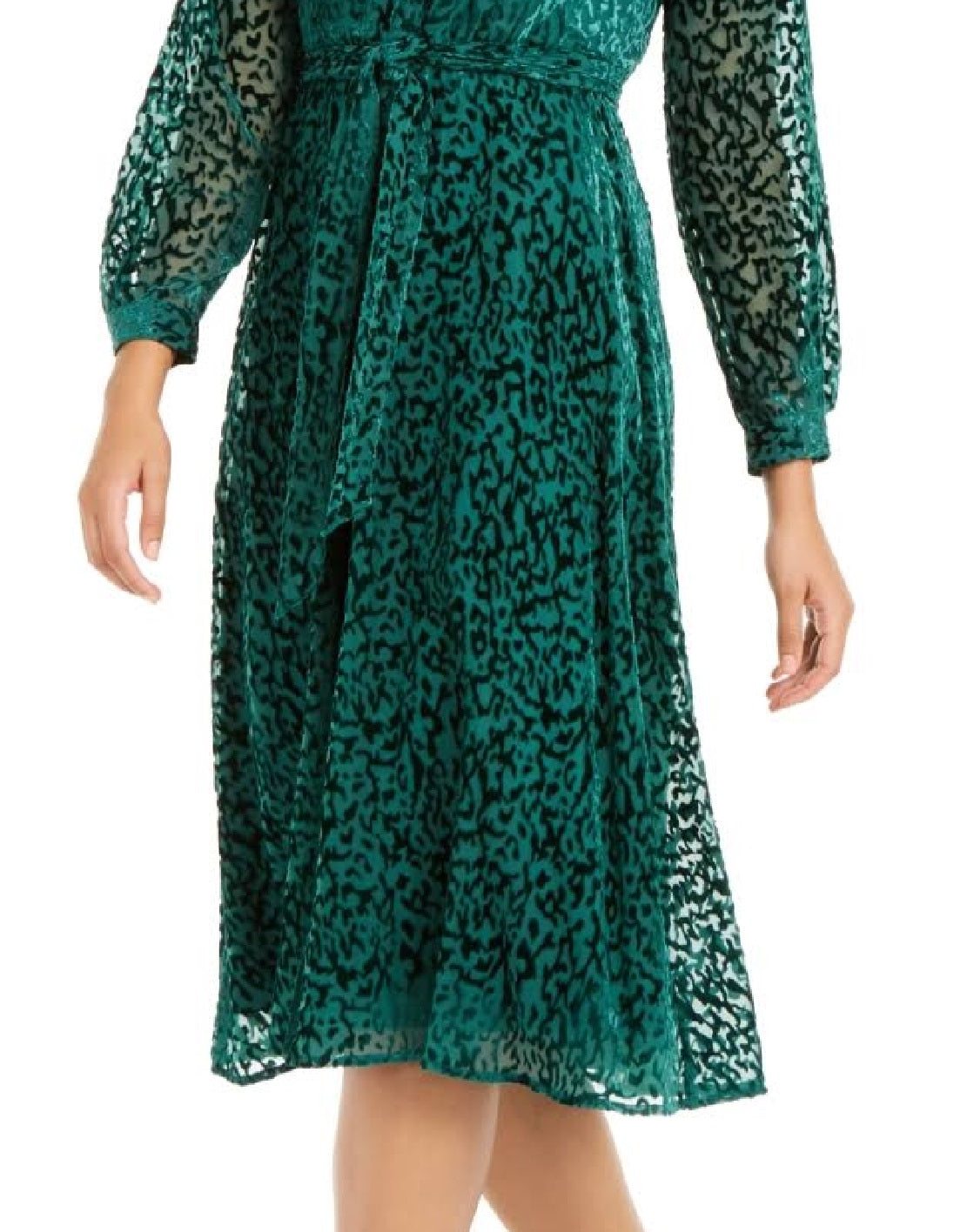 Vestido-camisa feminino Alfani Velvet Burnout com cinto, verde, tamanho 18