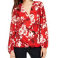 INC International Concepts Top feminino com estampa floral vermelha e sobrepeliz tamanho pequeno