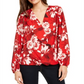 INC International Concepts Top feminino com estampa floral vermelha e sobrepeliz tamanho pequeno