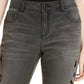 Calça jeans skinny feminina com estampa de leopardo e flocada, preta, tamanho 6, da INC International Concepts
