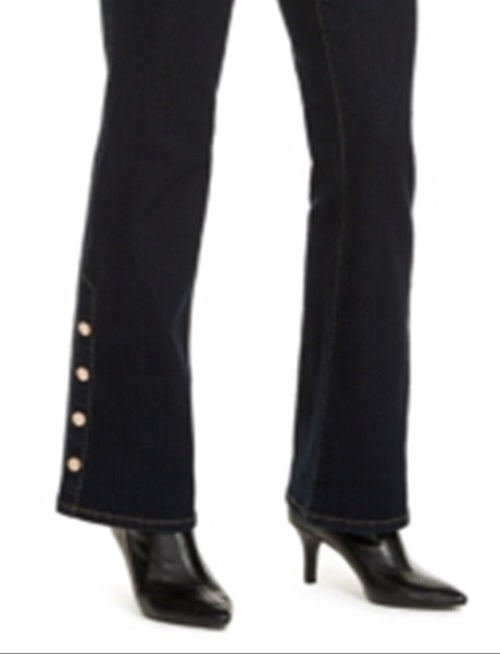 Calça jeans feminina Bootcut com bainha de pressão da INC International Concepts, azul, tamanho 2