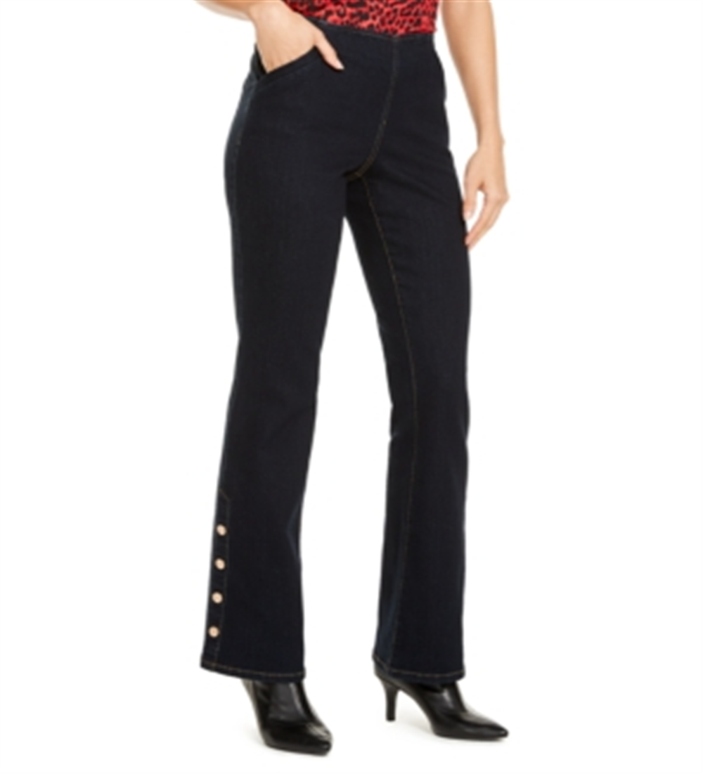 Calça jeans feminina Bootcut com bainha de pressão da INC International Concepts, azul, tamanho 2