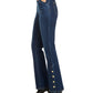 Calça jeans feminina Bootcut com bainha de pressão da INC International Concepts, azul, tamanho 0