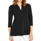 Blusa túnica feminina Alfani lisa com gola alta, preta, tamanho extragrande