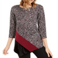 Blusa assimétrica estampada e de veludo Alfani feminina, preta, tamanho pequeno