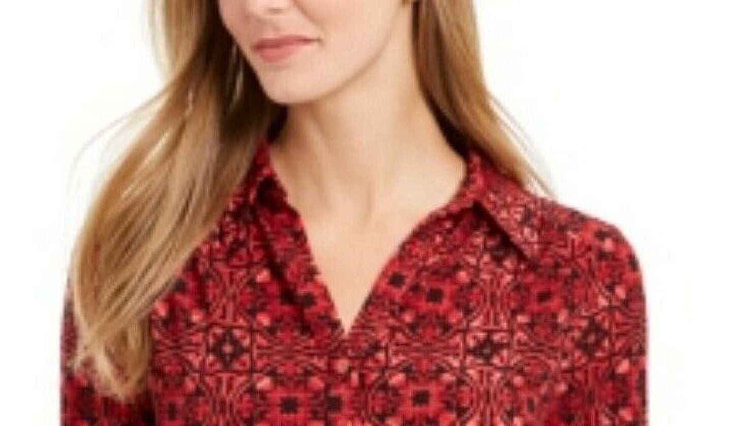 Camisa polo feminina estampada Charter Club tamanho M