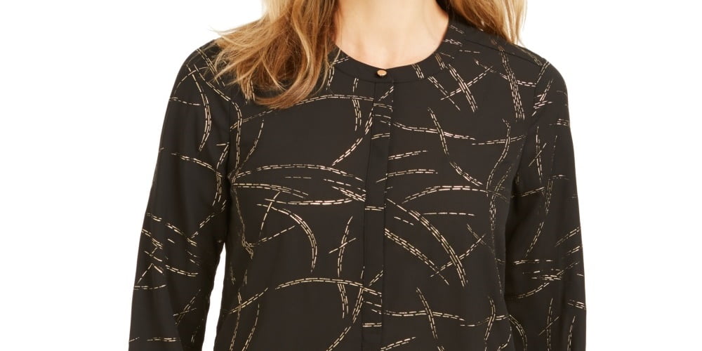 Blusa feminina estampada com pregas nas costas, tamanho P, da coleção JM