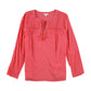 Blusa feminina Charter Club com borlas e estampa camponesa, coral, tamanho extragrande