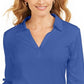 Blusa feminina Karen Scott com decote dividido e gola alta, azul, tamanho pequeno