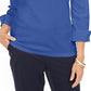 Blusa feminina Karen Scott com decote dividido e gola alta, azul, tamanho pequeno