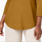 JM Collection Top feminino com manga três quartos, amarelo, tamanho pequeno, P/M