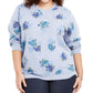 Moletom feminino Karen Scott Plus com estampa de lã azul, tamanho 3X