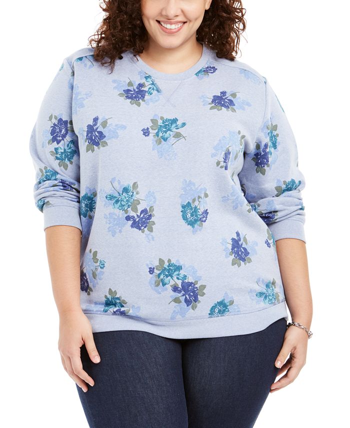 Moletom feminino Karen Scott Plus com estampa de lã azul, tamanho 3X