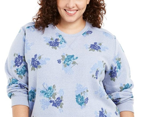 Moletom feminino Karen Scott Plus com estampa de lã azul, tamanho 3X