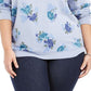 Moletom feminino Karen Scott Plus com estampa de lã azul, tamanho 3X