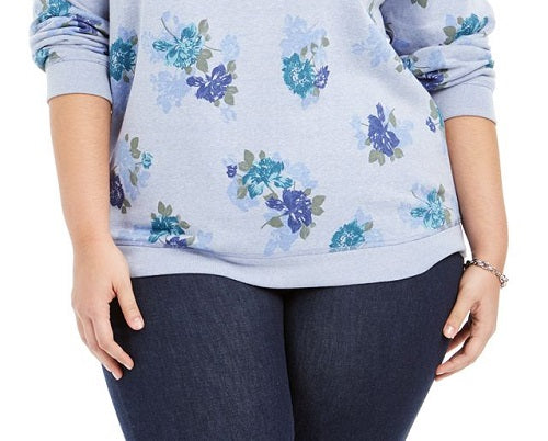 Moletom feminino Karen Scott Plus com estampa de lã azul, tamanho 3X