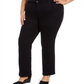 Calça jeans feminina estilo &amp; co plus size reta preta tamanho 14W