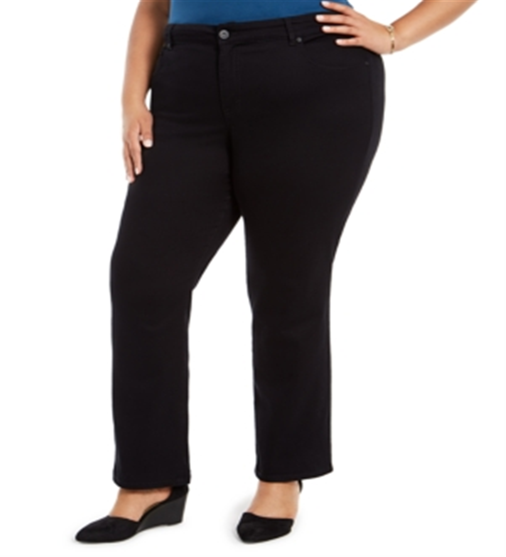 Calça jeans feminina estilo &amp; co plus size reta preta tamanho 14W