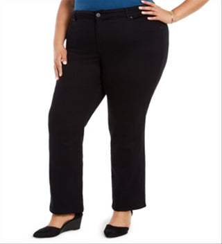 Calça jeans feminina estilo &amp; co plus size reta preta tamanho 14W
