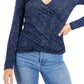 Blusa feminina de manga comprida com estampa de chita da INC International Concepts, azul, tamanho extragrande