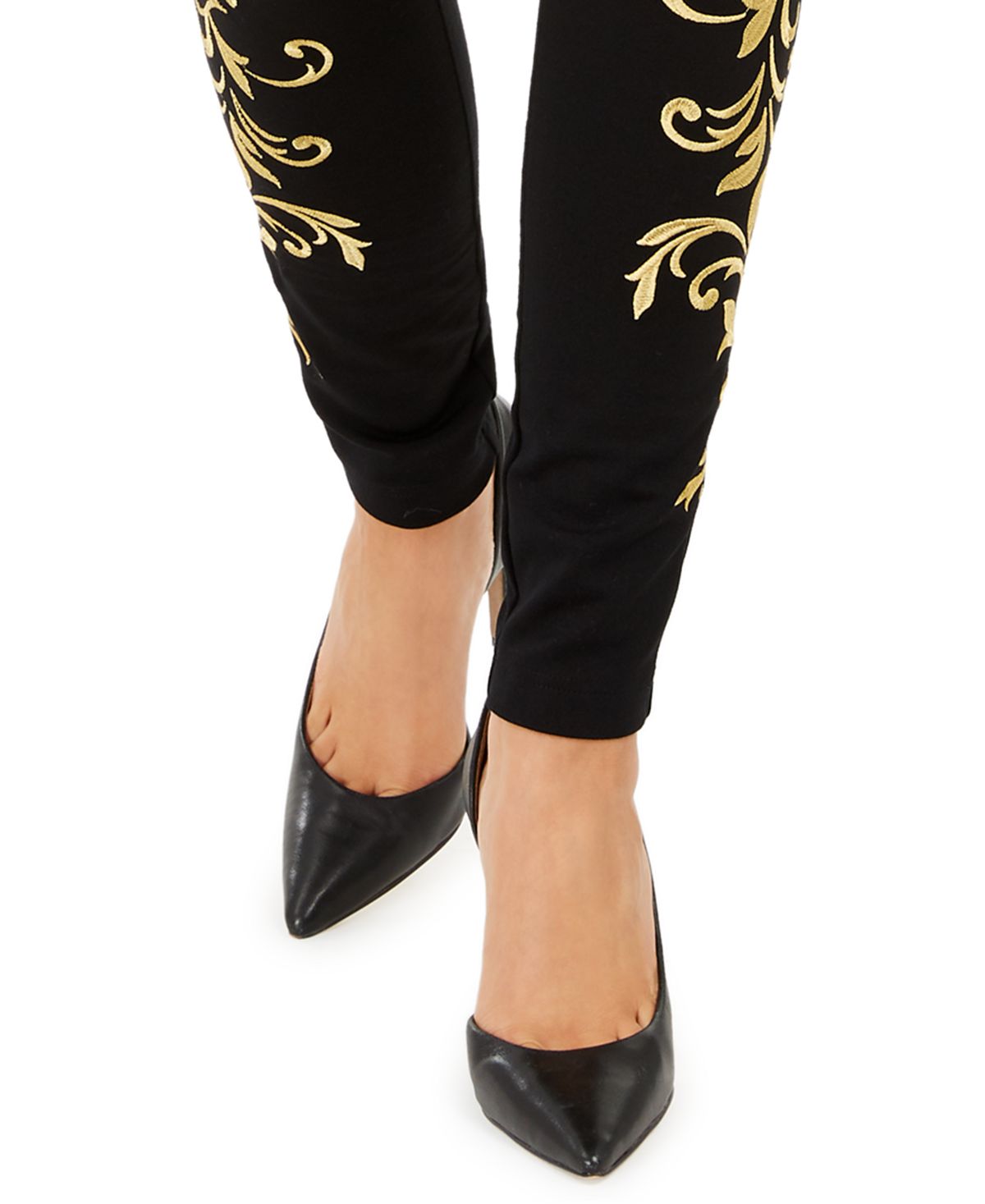 Calça skinny bordada feminina INC International Concepts, preta, tamanho 0, pequena