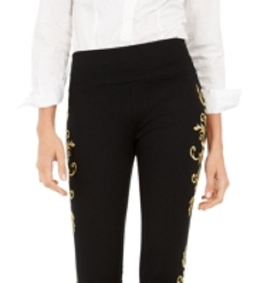 Calça skinny bordada feminina INC International Concepts, preta, tamanho 14, pequena