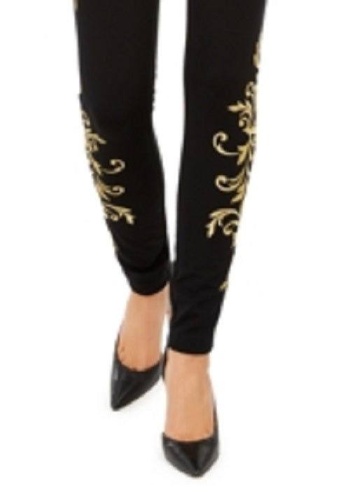 Calça skinny bordada feminina INC International Concepts, preta, tamanho 14, pequena