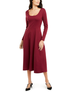 Vestido midi alfani feminino, tamanho médio, vermelho, justo e flare