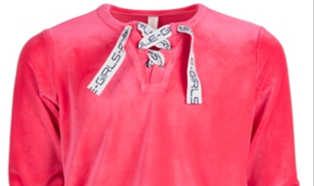 Ideologia Big Girl's Moletom de veludo com cadarço rosa tamanho grande