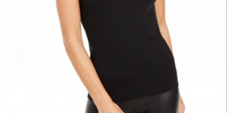 Suéter feminino com decote careca e detalhes embelezados da INC International Concepts, preto, tamanho pequeno