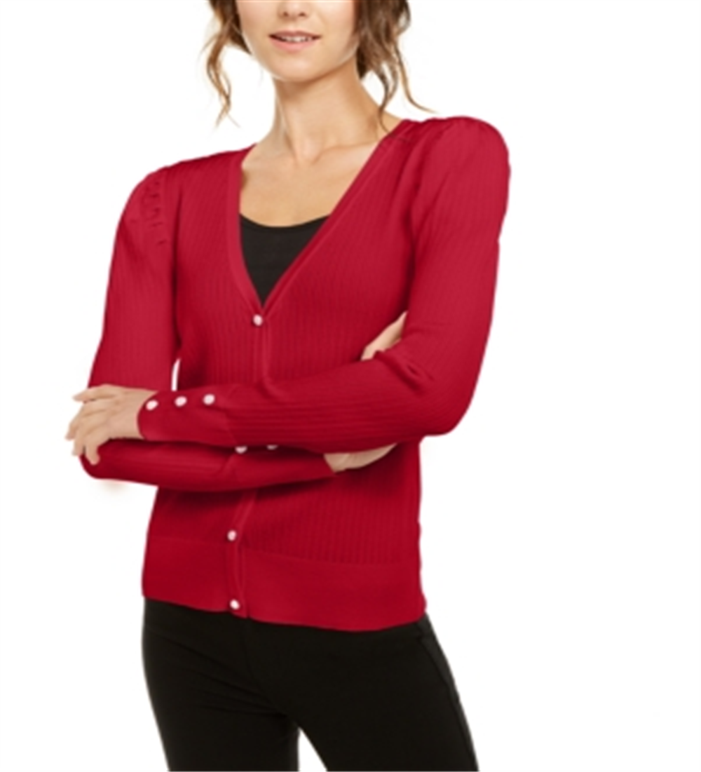 Cardigan feminino com manga bufante INC International Concepts, vermelho, tamanho XX-G