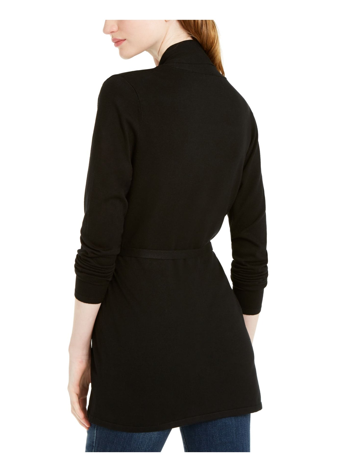 Suéter feminino aconchegante com ilhós e amarração frontal da INC International Concepts, preto, tamanho extrapequeno