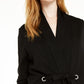 Suéter feminino aconchegante com ilhós e amarração frontal da INC International Concepts, preto, tamanho extrapequeno