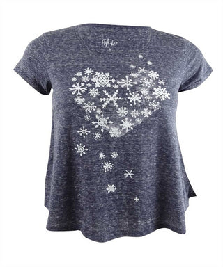 Camiseta feminina pequena com estampa de floco de neve e coração, tamanho pequeno, da Style &amp; Co