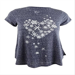 Camiseta feminina pequena com estampa de floco de neve e coração, tamanho pequeno, da Style &amp; Co