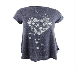 Camiseta feminina pequena com estampa de floco de neve e coração, tamanho pequeno, da Style &amp; Co