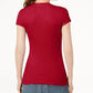 Blusa feminina com decote em V canelado INC International Concepts, vermelha, tamanho 1X