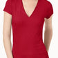 Blusa feminina com decote em V canelado INC International Concepts, vermelha, tamanho 1X
