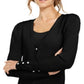 Cardigan feminino com manga bufante INC International Concepts, preto, tamanho pequeno médio
