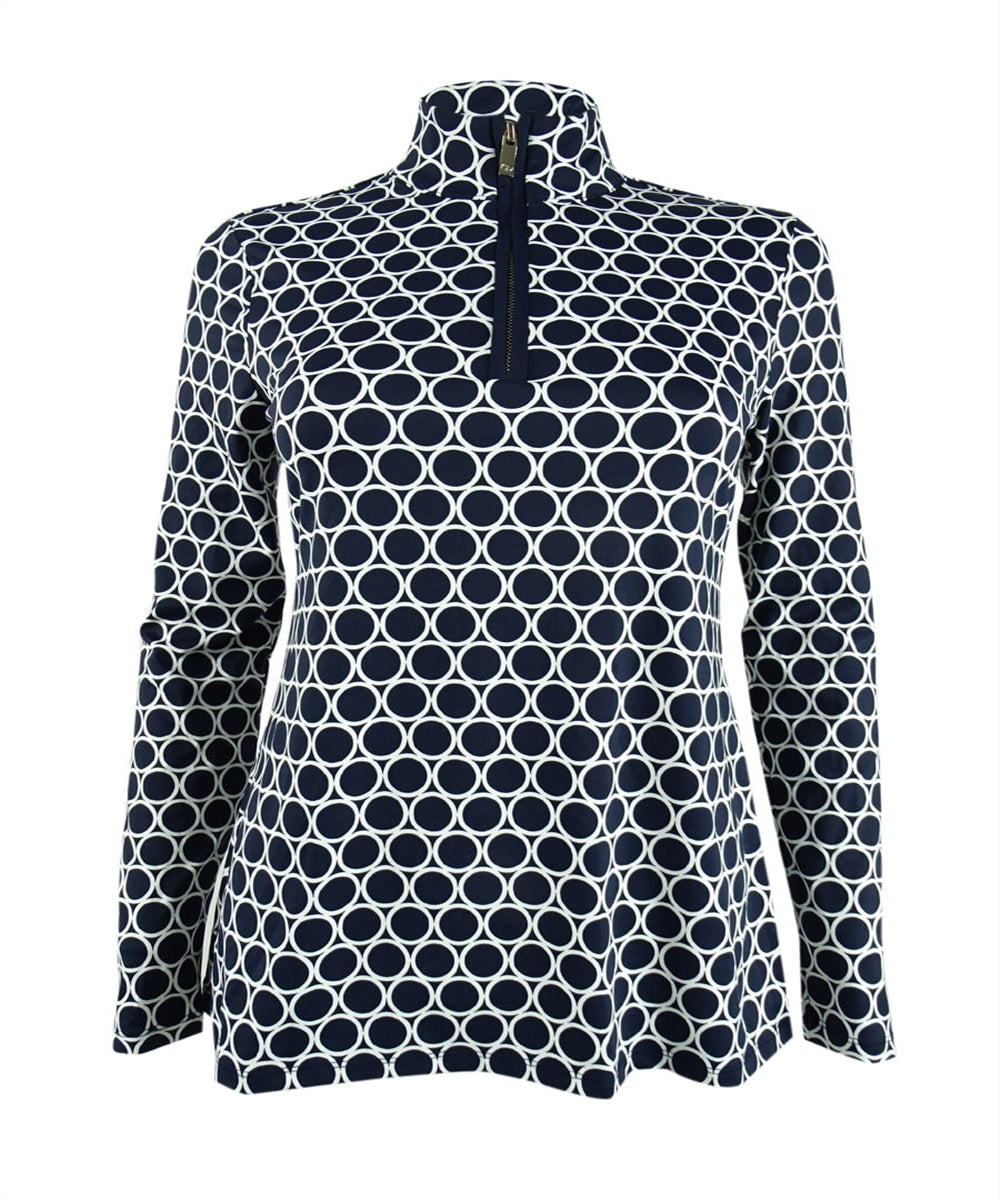 Charter Club Intrepid Blue Combo Top Feminino com Meio Zíper, Tamanho X-S