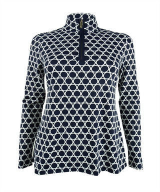 Charter Club Intrepid Blue Combo Top Feminino com Meio Zíper, Tamanho X-S