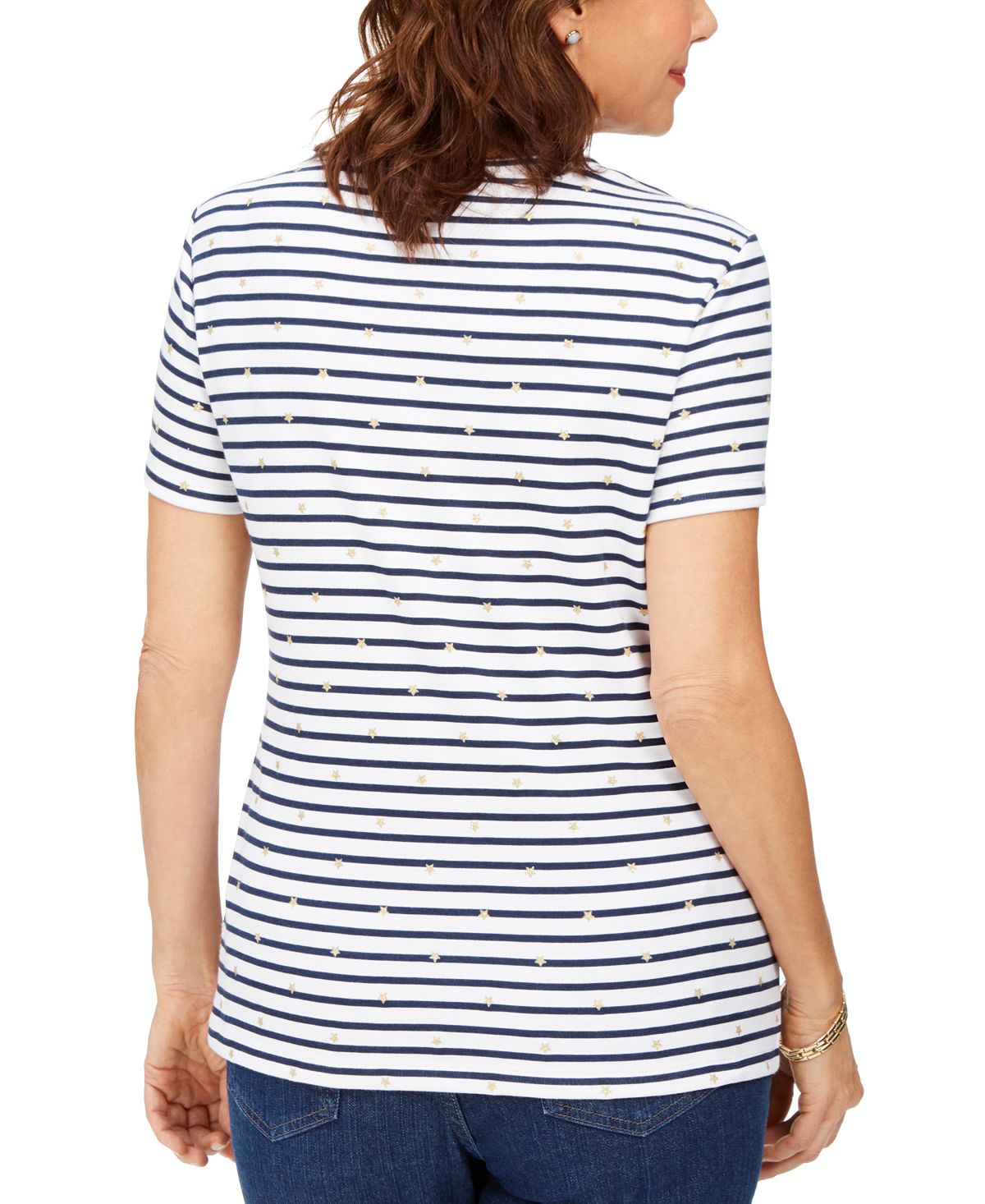 Karen Scott Blusa Henley Listrada Starlight Feminina Azul Tamanho Médio