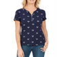 Karen Scott Blusa Henley Feminina Azul Perfect Swing Tamanho Médio