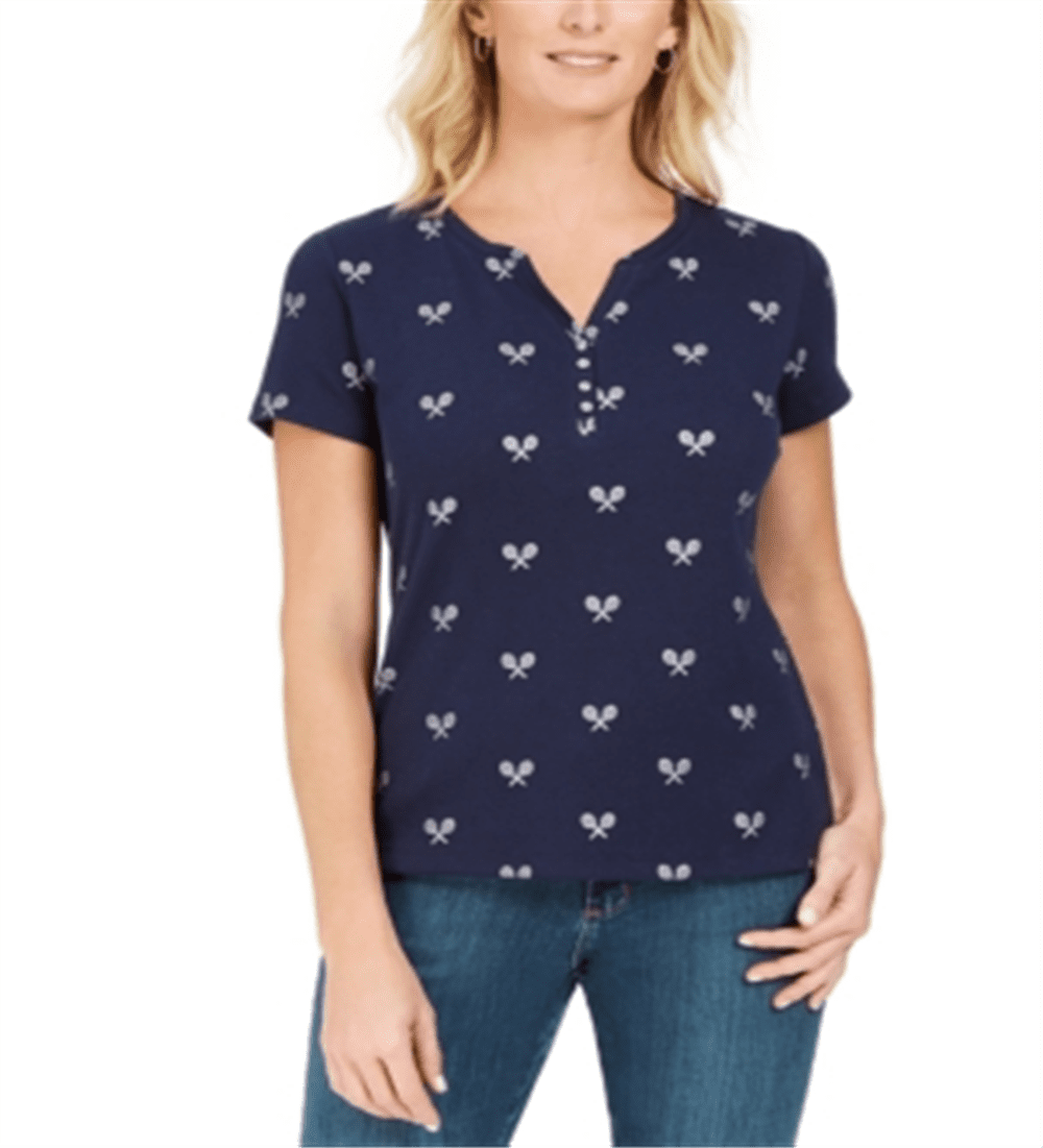 Karen Scott Blusa Henley Feminina Azul Perfect Swing Tamanho Médio