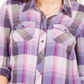 Camisa xadrez estilo boyfriend feminina estilo &amp; co, roxa, tamanho pequeno